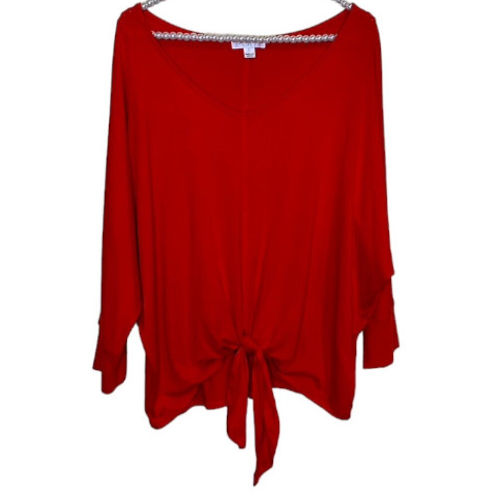 Bright True Red Tie Front Top by Studio JPR  L